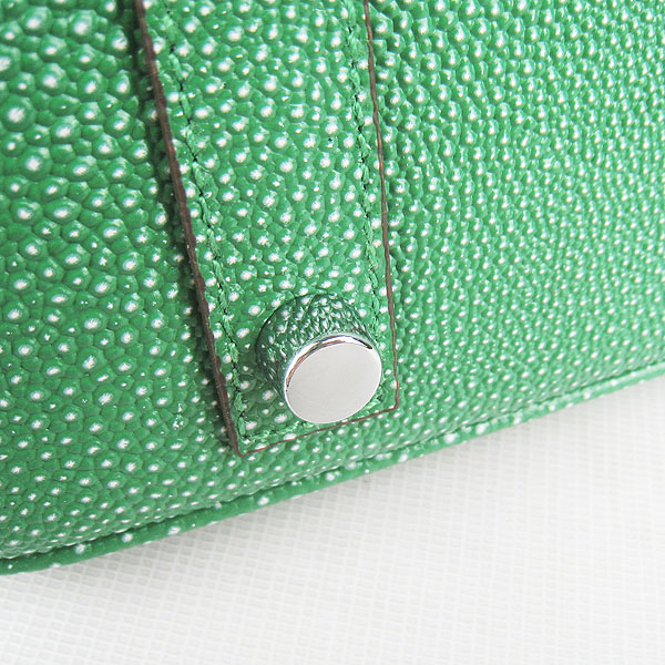 High Quality Fake Hermes Birkin 35CM Pearl Veins Leather Bag Green 6089 - Click Image to Close